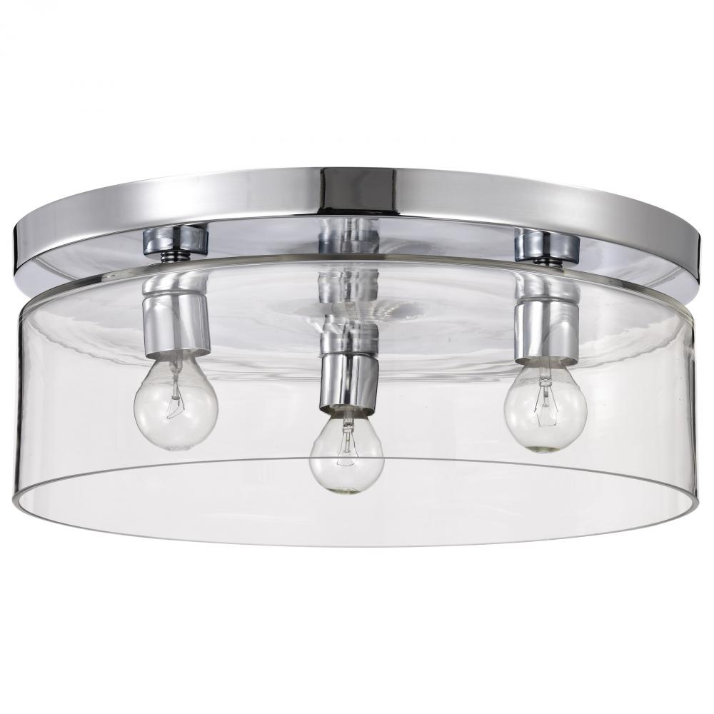 Marlowe; 15 Inch Flush Mount; Polished Nickel with Clear Glass