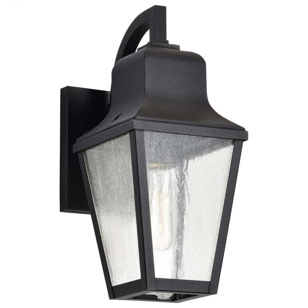 Lawrence; 1 Light Small Wall Lantern; Matte Black with Clear Seeded Glass