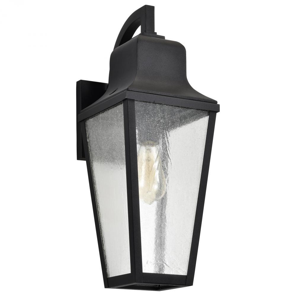 Lawrence; 1 Light Large Wall Lantern; Matte Black with Clear Seeded Glass