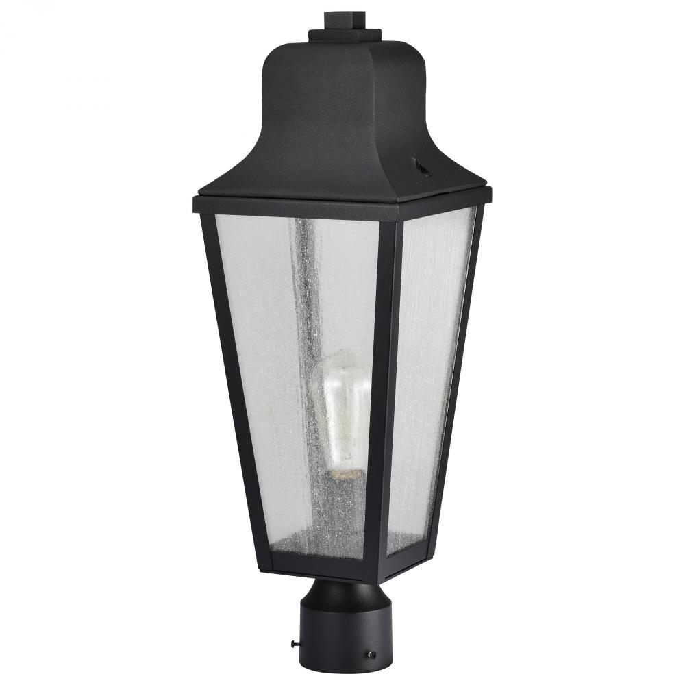 Lawrence; 1 Light Post Top; Matte Black with Clear Seeded Glass