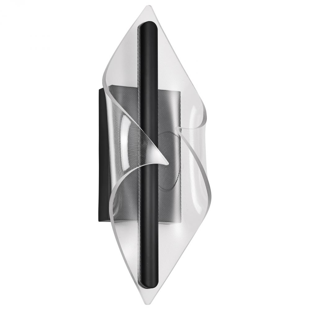 Geneva; 18 Inch LED Small Wall Sconce; Matte Black; Etched Acrylic Lens
