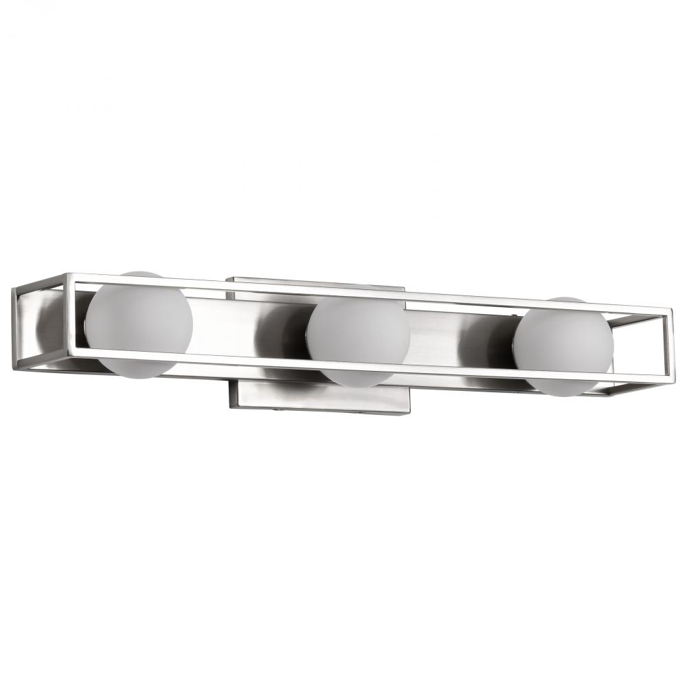 Jenkins; 24 Inch 3 Light LED Vanity; Brushed Nickel with Frosted Glass
