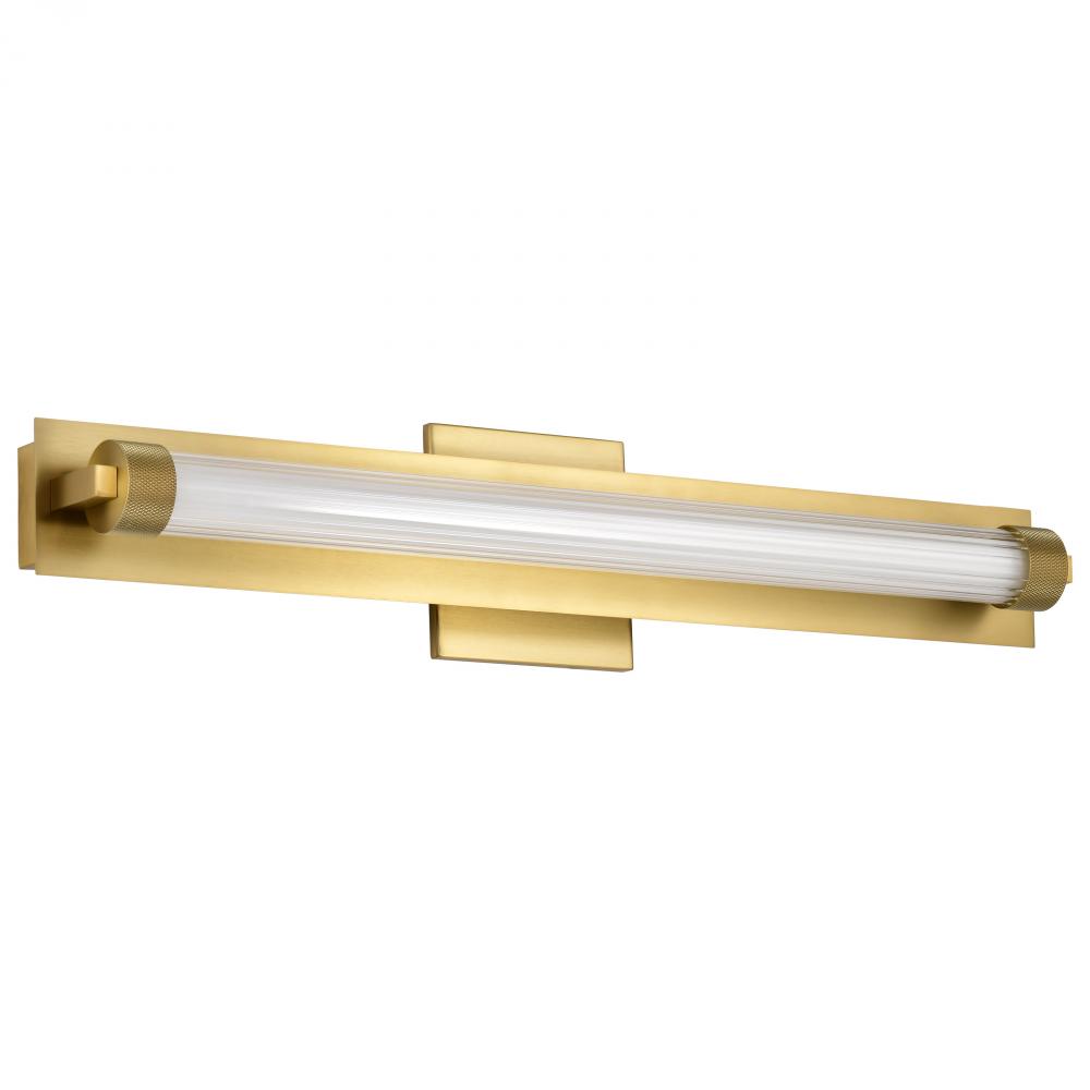 Larissa; 24 Inch LED Vanity; 3000K CCT; Vintage Brass Finish; Opaque Glass