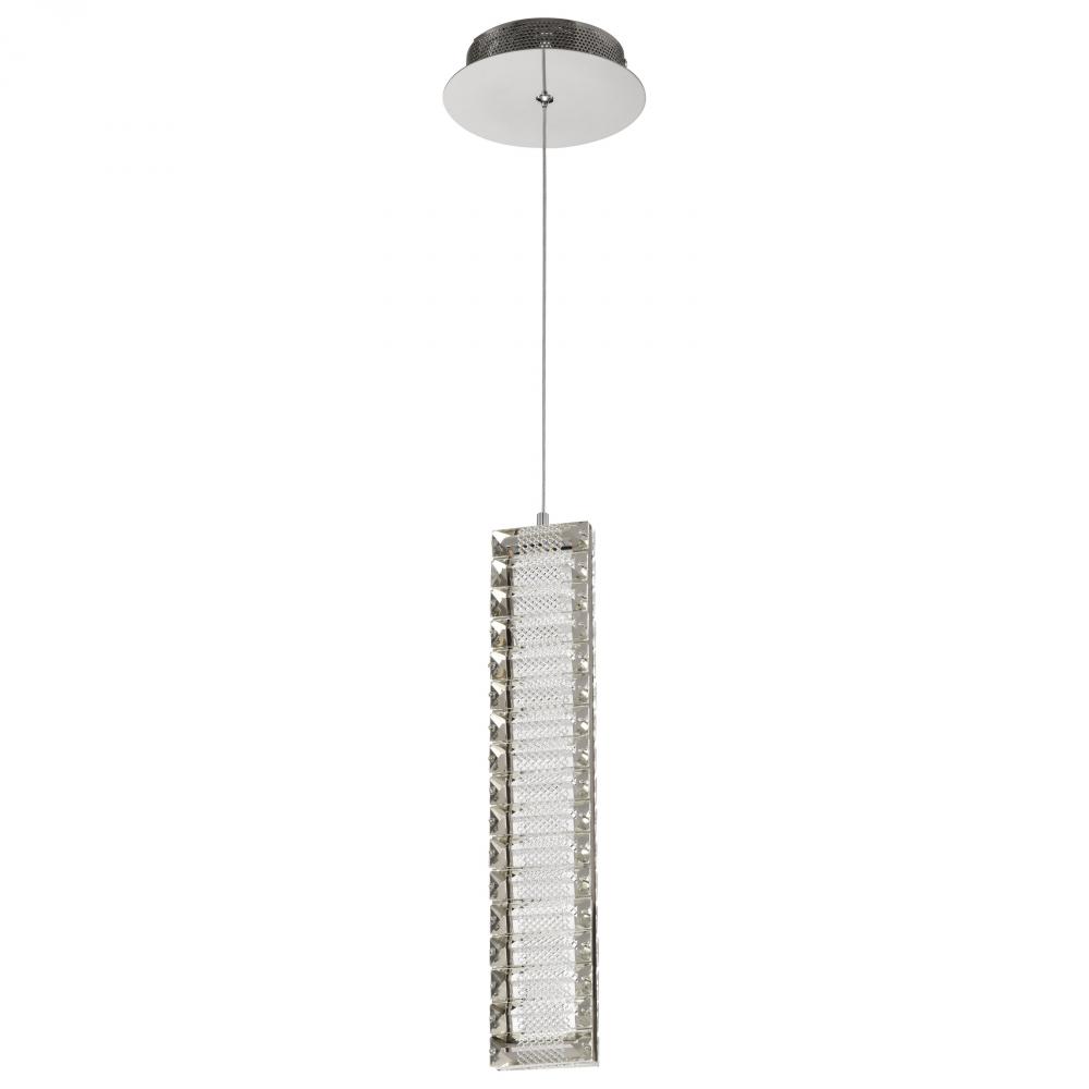 Nova; LED 16 Inch Mini Pendant; Polished Nickel Finish; K9 Crystal