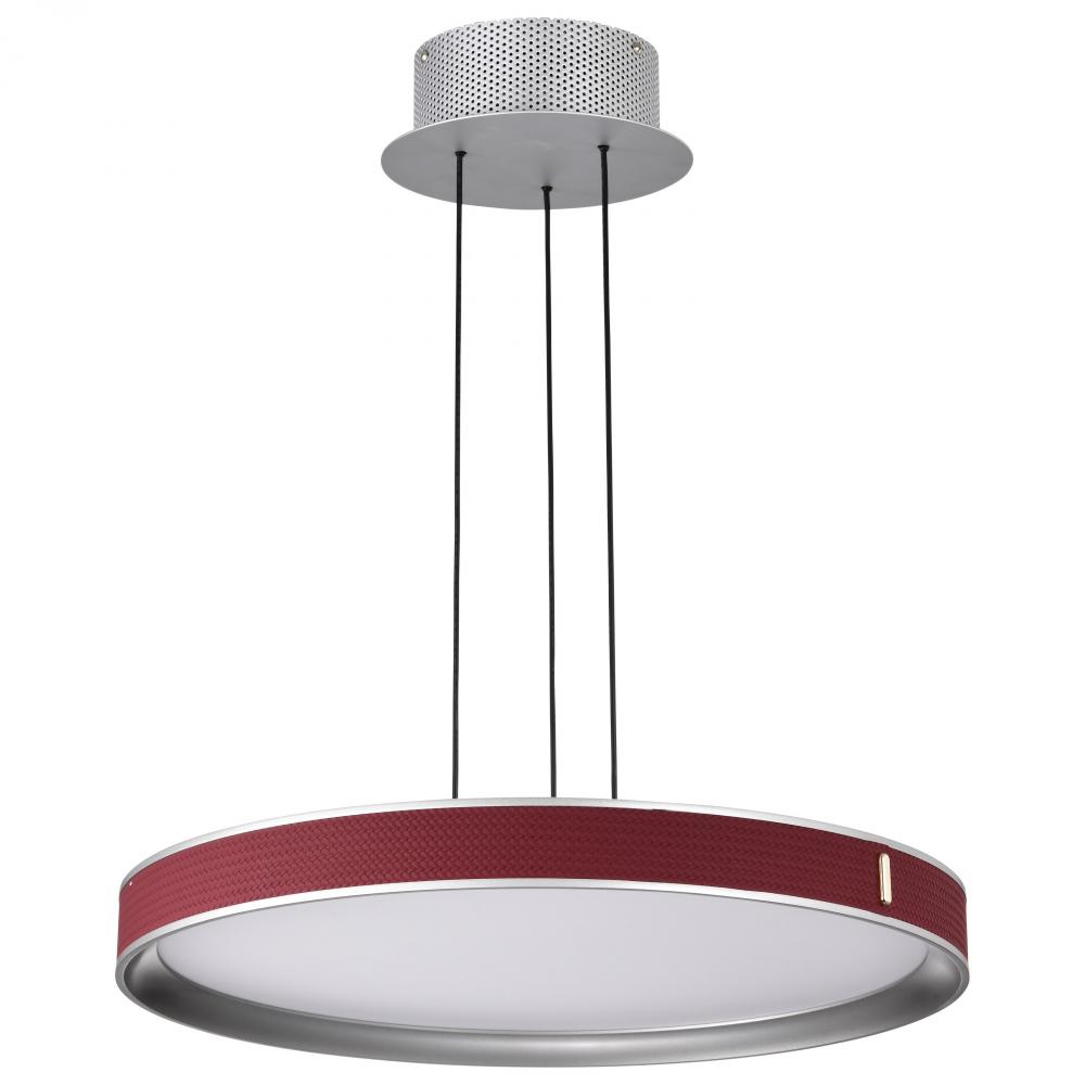 Bandon; 20 Inch LED Pendant; Gray with Red Wrap; Acrylic Lens