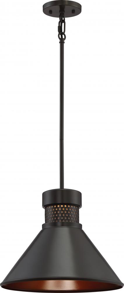 Doral - Large LED Pendant - Dark Bronze Finish with Copper Accents
