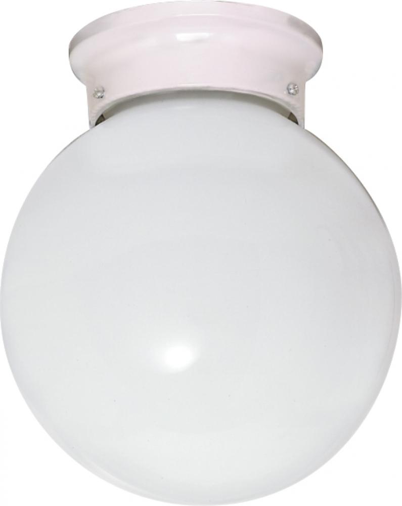 1 Light - 8" Flush White Glass - White Finish