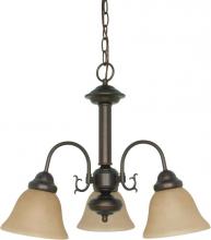 Nuvo 60/3102 - 3-Light Small Chandelier in Mahogany Bronze Finish with Champagne Linen Glass and (3) 13W GU24 Lamps