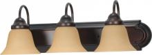 Nuvo 60/3122 - 3-Light 24" Vanity Lighting Fixture in Mahogany Bronze Finish with Champagne Linen Glass and (3)