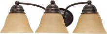 Nuvo 60/3127 - 3-Light Vanity Lighting Fixture in Mahogany Bronze Finish with Champagne Linen Glass and (3) 13W