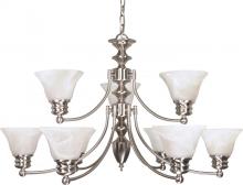 Nuvo 60/3196 - 9-Light 2-Tier Chandelier in Brushed Nickel Finish with Alabaster Glass and (9) 13W GU24 Lamps