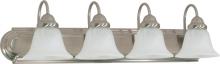 Nuvo 60/3211 - 4-Light Vanity Light Fixture in Brushed Nickel Finish with Alabaster Glass and (4) 13W GU24 Lamps
