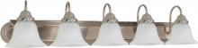 Nuvo 60/3212 - 5-Light Vanity Light Fixture in Brushed Nickel Finish with Alabaster Glass and (5) 13W GU24 Lamps