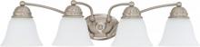 Nuvo 60/3321 - 4-Light Vanity Fixture in Brushed Nickel Finish with Frosted White Glass and (4) 13W GU24 Lamps