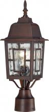 Nuvo 60/4928 - Banyan - 1 Light 17" Post Lantern with Clear Water Glass - Rustic Bronze Finish