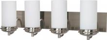 Nuvo 60/497 - 4-Light Wall Mounted Vanity Fixture in Brushed Nickel Finish with White Opel Glass and (4) 13W GU24