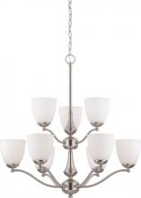 Nuvo 60/5039 - Patton - 9 Light 2 Tier Chandelier with Frosted Glass - Brushed Nickel Finish