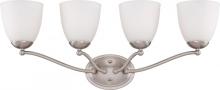 Nuvo 60/5054 - 4-Light Wall Mounted Vanity Light Fixture in Brushed Nickel Finish and Frosted Glass