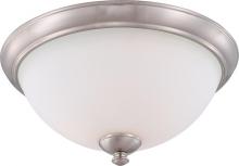 Nuvo 60/5061 - 3-Light Flush Mounted Ceiling Light in Brushed Nickel Finish and Frosted Glass