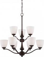 Nuvo 60/5139 - Patton - 9 Light 2 Tier Chandelier with Frosted Glass - Prairie Bronze Finish