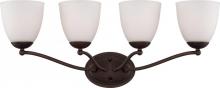 Nuvo 60/5154 - 4-Light Wall Mounted Vanity Light Fixture in Prairie Bronze Finish and Frosted Glass