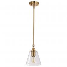 Nuvo 60/7410 - Dover; 1 Light; Small Pendant; Vintage Brass with Clear Glass