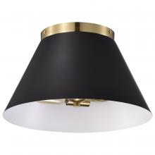 Nuvo 60/7417 - Dover; 3 Light; Small Flush Mount; Black with Vintage Brass