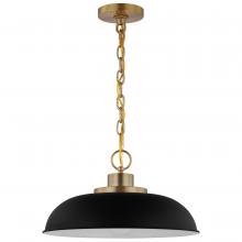 Nuvo 60/7481 - Colony; 1 Light; Small Pendant; Matte Black with Burnished Brass