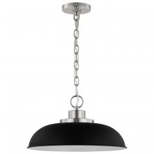 Nuvo 60/7482 - Colony; 1 Light; Small Pendant; Matte Black with Polished Nickel