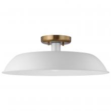 Nuvo 60/7493 - Colony; 1 Light; Medium Semi-Flush Mount Fixture; Matte White with Burnished Brass