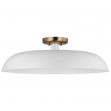 Nuvo 60/7496 - Colony; 1 Light; Large Semi-Flush Mount Fixture; Matte White with Burnished Brass