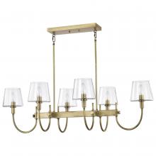 Nuvo 60/7887 - Brookside 6 Light Island Pendant; Vintage Brass Finish; Clear Glass