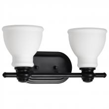 Nuvo 60/8022 - Russel; 2 Light Vanity; Matte Black with Satin White Glass