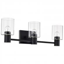 Nuvo 60/8063 - Clarksville; 3 Light Vanity; Matte Black with Clear Glass