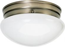 Nuvo SF77/924 - 2 Light - 10" Flush with White Glass - Antique Brass Finish