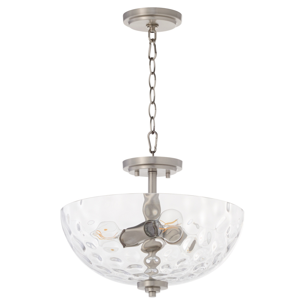 ADAMS 15" CLEAR/HAMMERED DUAL MOUNT - SATIN NICKEL