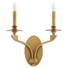 Quorum 5240-2-47 - CHANTELLE 2 LIGHT WALL MOUNT - BRUSHED BRASS