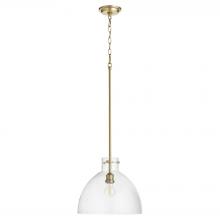 Quorum 8832-80 - 14 inches Clear Seeded Dome Pendant, Aged Brass