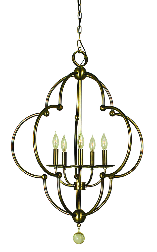 5-Light Antique Brass Quatrefoil Dining Chandelier