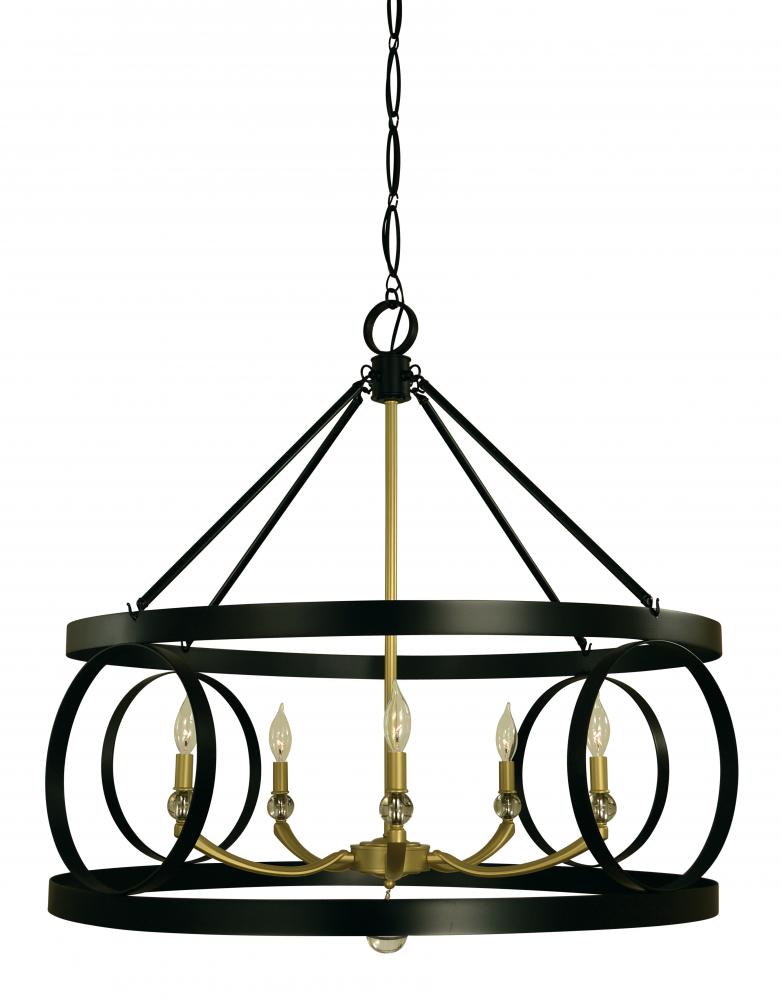 5-Light Matte Black/Satin Pewter Amelia Dining Chandelier