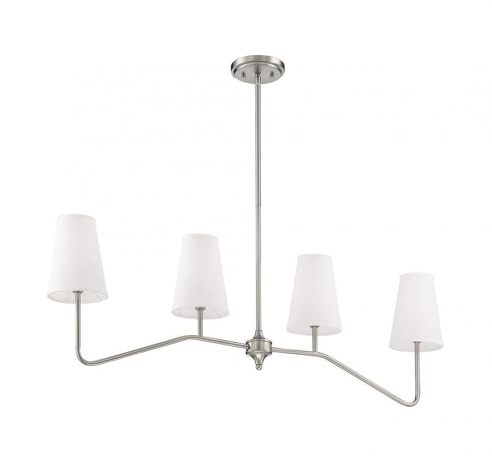 4-Light Linear Chandelier in Brushed Nickel