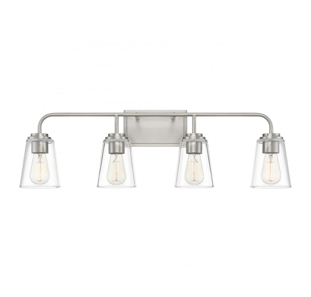 4-Light Bathroom Vanity Light in Brushed Nickel