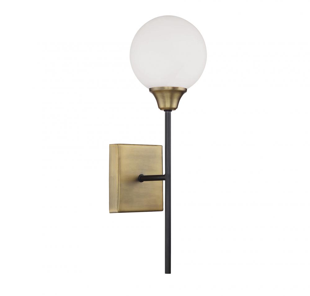 1-Light Wall Sconce in Oiled Rubbed Bronze with Natural Brass