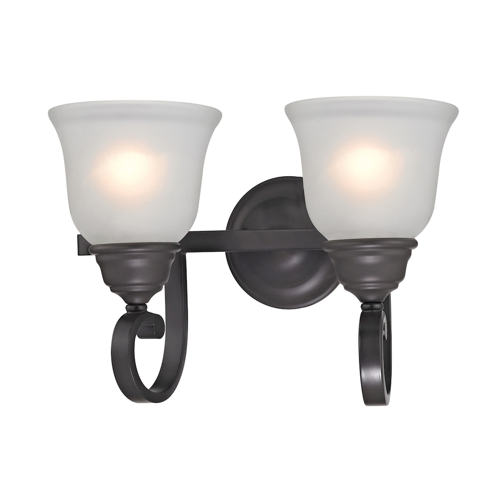 Thomas - Hamilton 2-Light Vanity Light in Oil Rubbed Bronze with White Glass