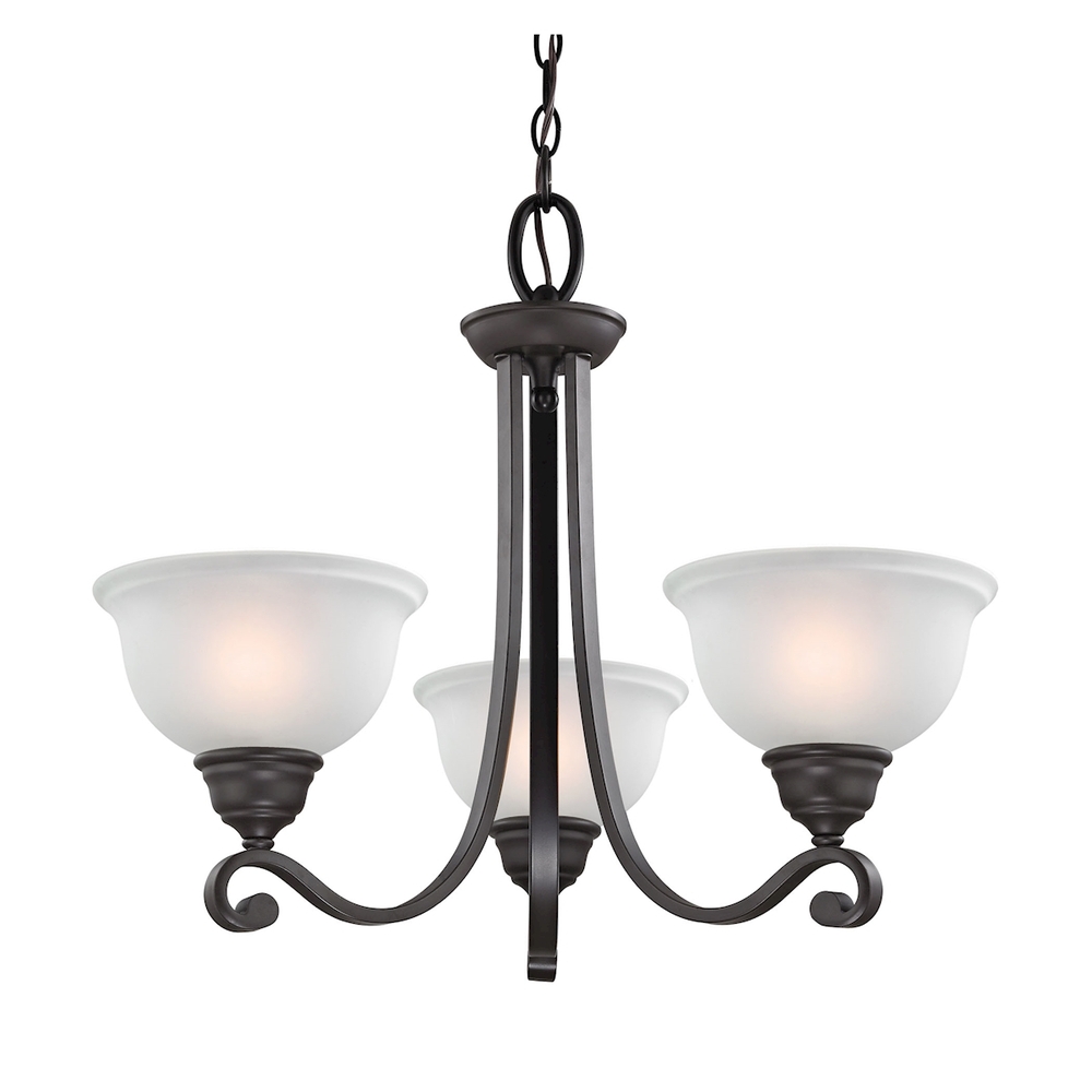 Thomas - Hamilton 3-Light Chandelier in Oil Rubbed Bronze with White Glass