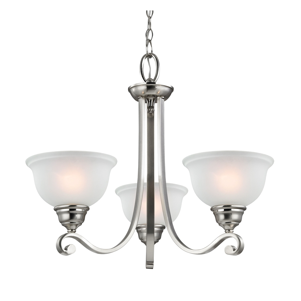 Thomas - Hamilton 3-Light Chandelier in Brushed Nickel with White Glass