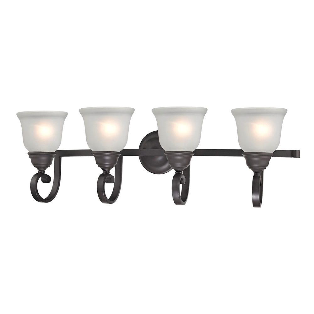 Thomas - Hamilton 4-Light Vanity Light in Oil Rubbed Bronze with White Glass